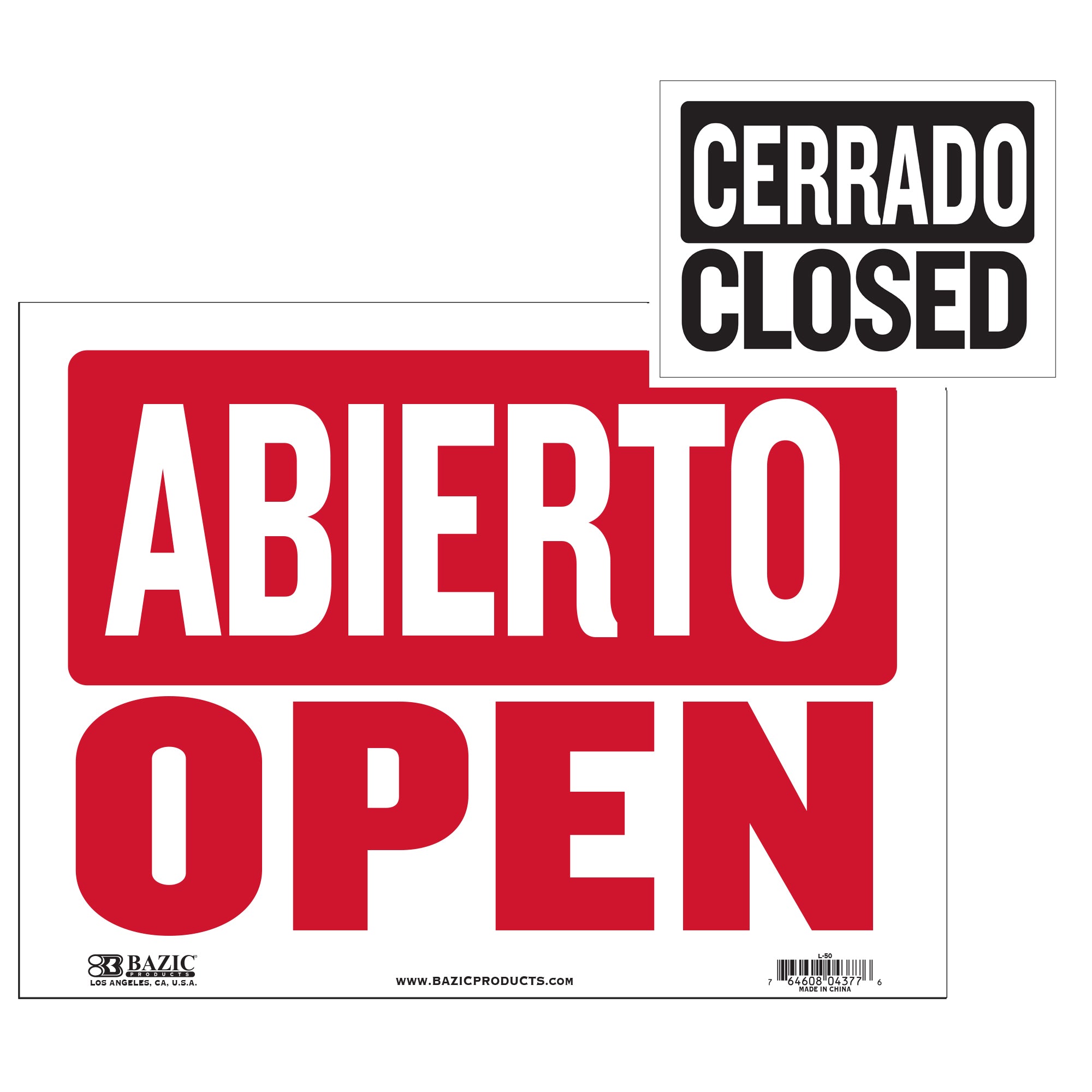 12" X 16" Abierto Sign w/ Cerrado Sign on Back