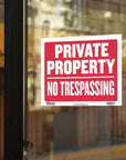 9" X 12" Private Property No Trespassing Sign