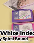50 Ct. View Poly Spiral Bound 3" x 5" Ruled White Index Card w/ 2-Tab Divider