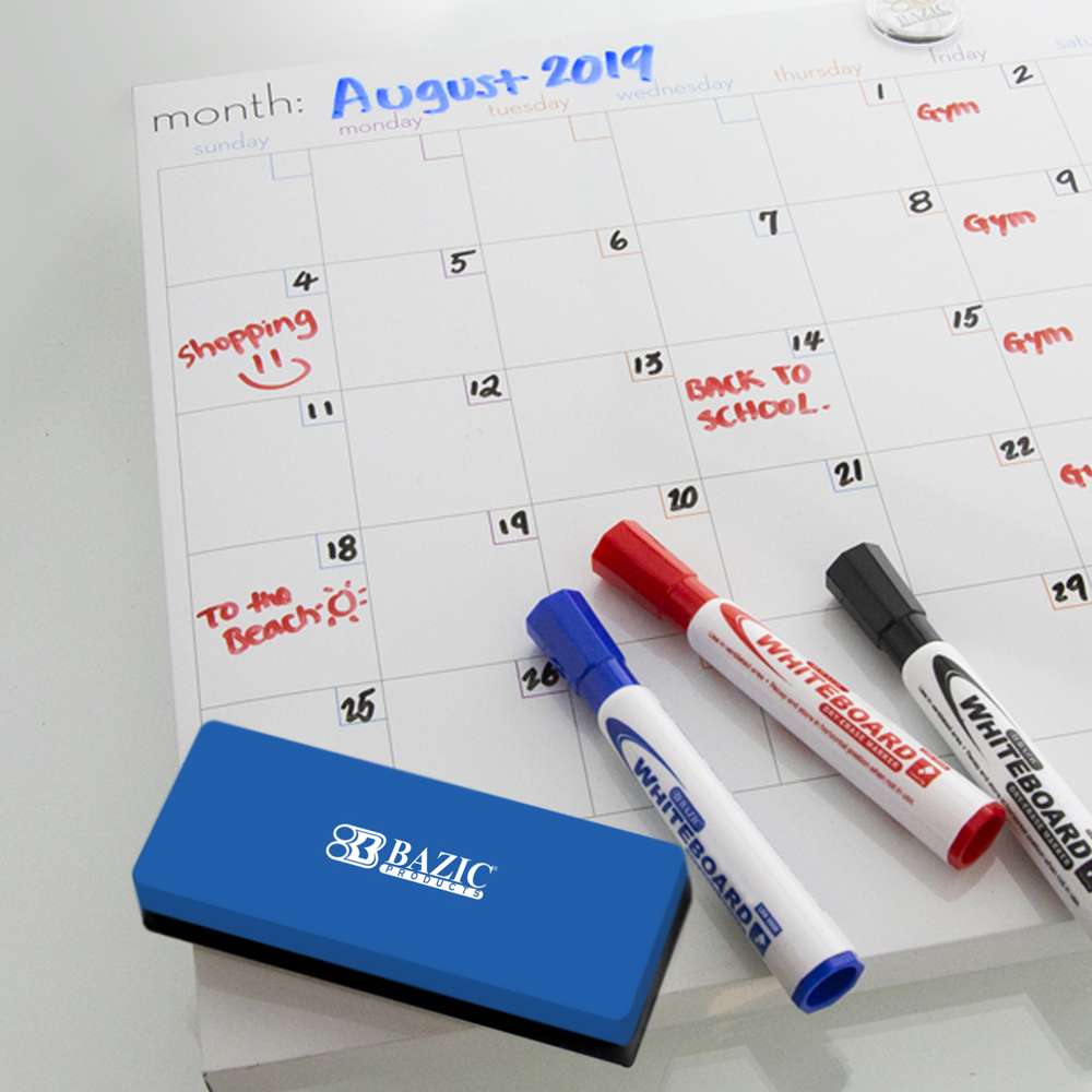 3 Assorted Colors Chisel Tip Dry-Erase Markers w/ Eraser