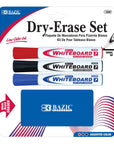 3 Assorted Colors Chisel Tip Dry-Erase Markers w/ Eraser