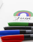 Assorted Colors Fine Tip Permanent Markers w/ Pocket Clip (5/Pack)