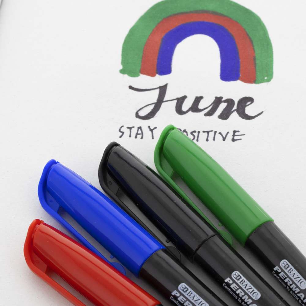 Assorted Colors Fine Tip Permanent Markers w/ Pocket Clip (5/Pack)