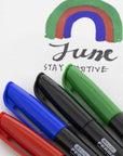 Assorted Colors Fine Tip Permanent Markers w/ Pocket Clip (5/Pack)