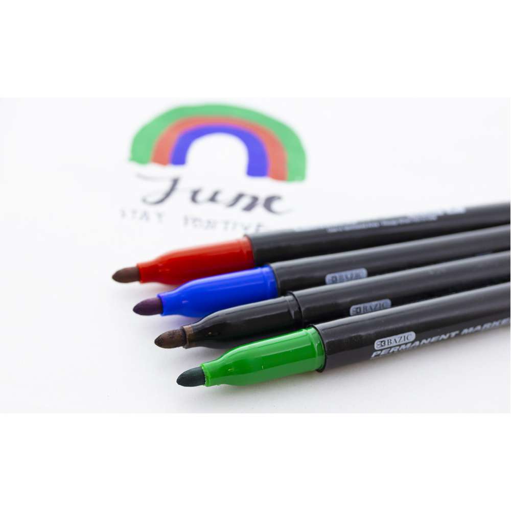 Assorted Colors Fine Tip Permanent Markers w/ Pocket Clip (5/Pack)