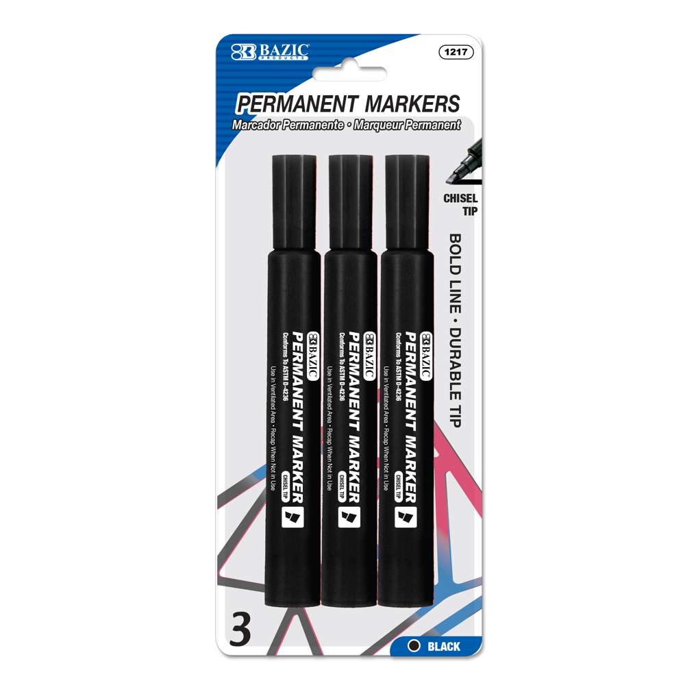 Black Chisel Tip Jumbo Permanent Markers (3/Pack)