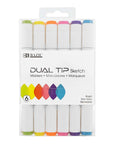Dual Tip Alcohol-Based Markers 6 Fluorescent Colors