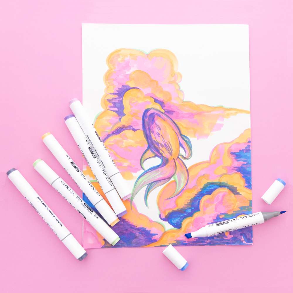 6 Pastel Colors Dual Tip Sketch Markers