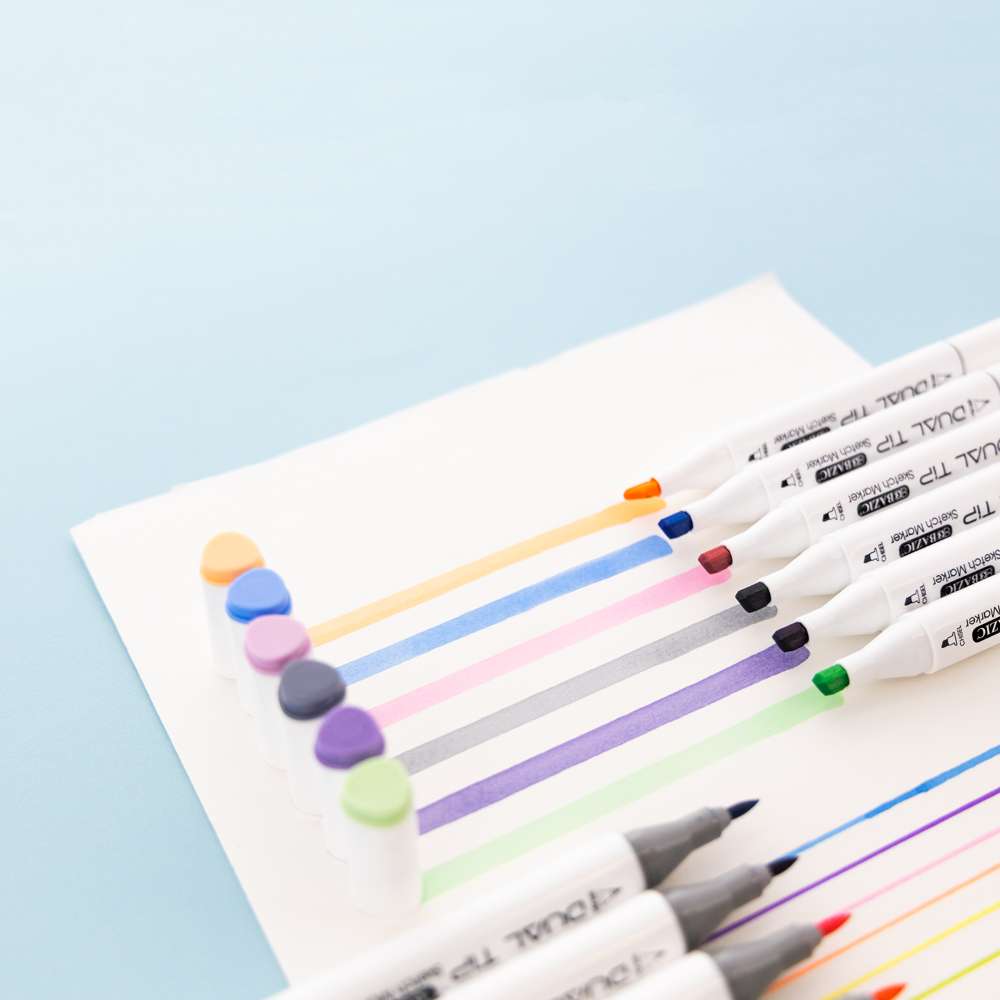6 Pastel Colors Dual Tip Sketch Markers