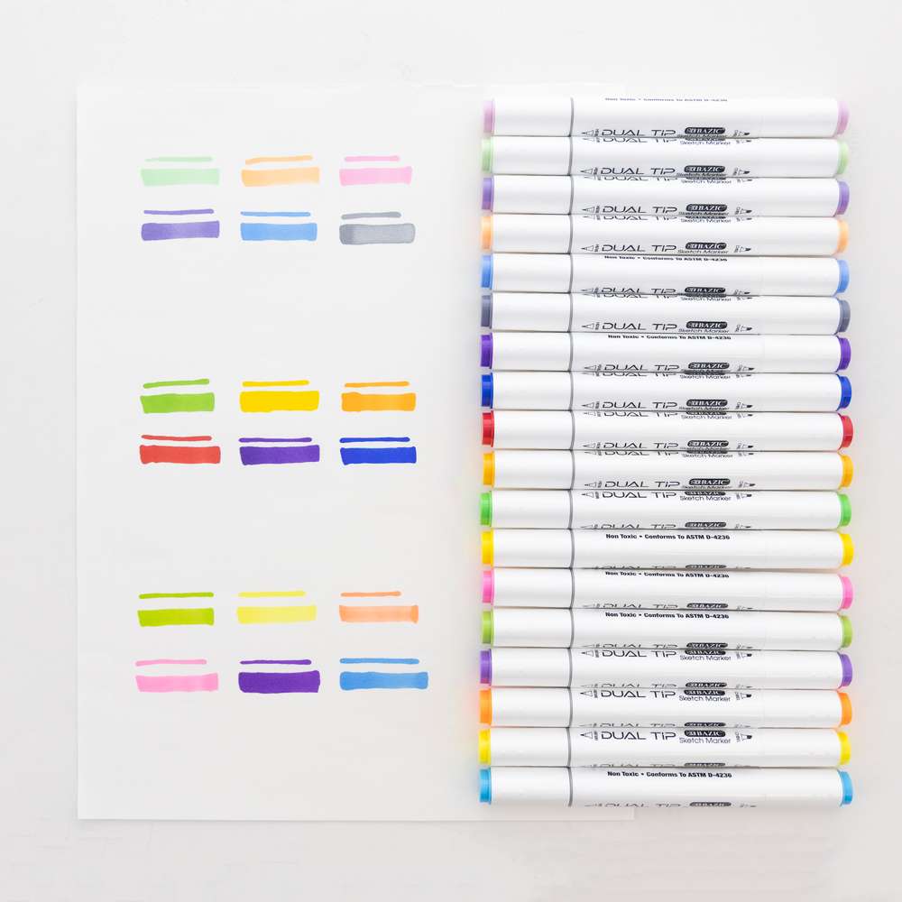 6 Pastel Colors Dual Tip Sketch Markers