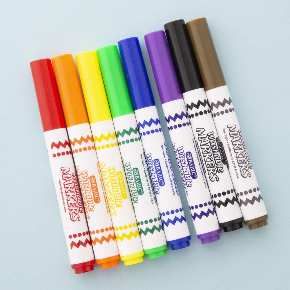 8 Colors Broad Line Jumbo Washable Markers Classroom Pack (200 Ct)