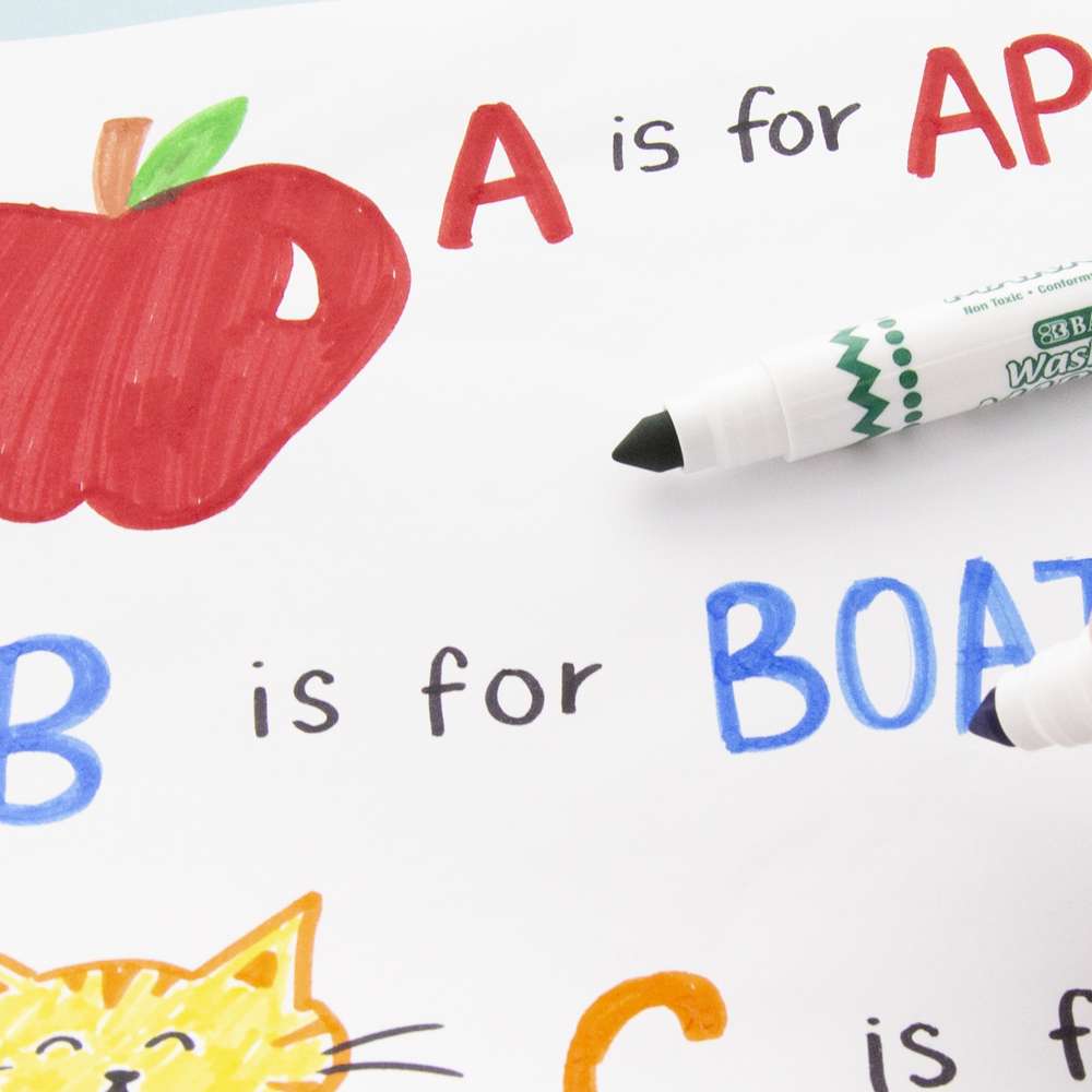 8 Colors Broad Line Jumbo Washable Markers Classroom Pack (200 Ct)