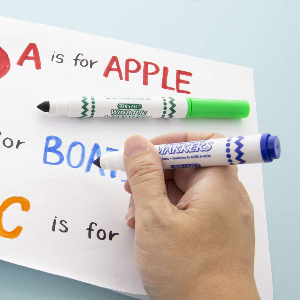 8 Colors Broad Line Jumbo Washable Markers Classroom Pack (200 Ct)