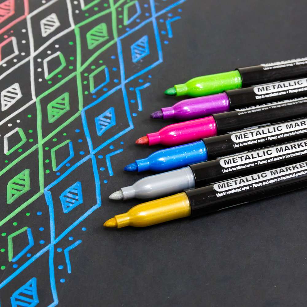 6 Metallic Colors Markers