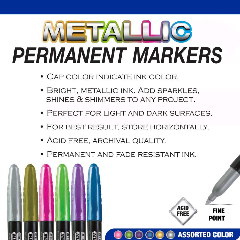 6 Metallic Colors Markers
