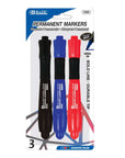 Assorted Colors Chisel Tip Jumbo Permanent Markers w/ Grip (3/Pack)