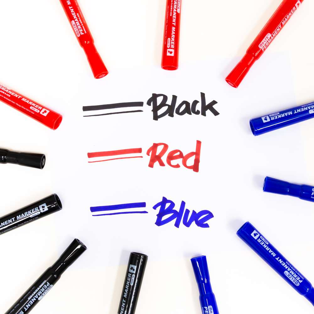 Assorted Colors Chisel Tip Desk Style Permanent Markers (3/Pack)