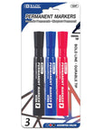 Assorted Colors Chisel Tip Desk Style Permanent Markers (3/Pack)
