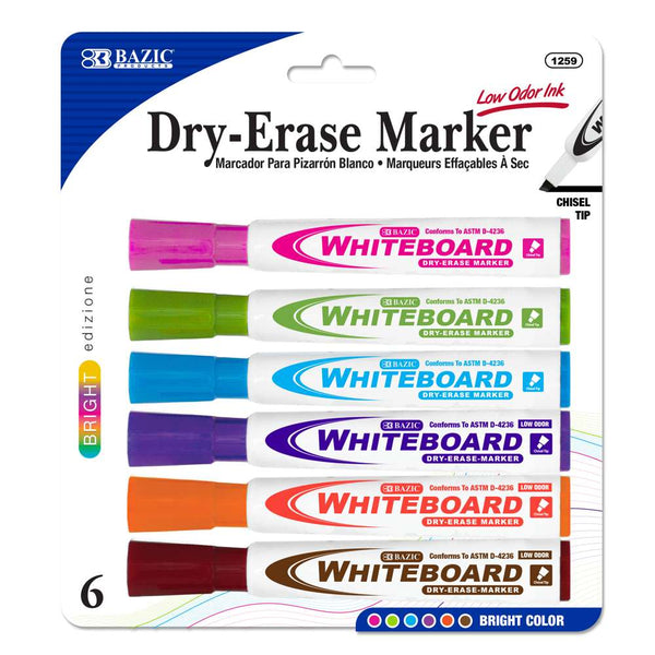 BAZIC Assorted Colors Fine Tip Dry-Erase Markers (4/Pack) Bazic Products