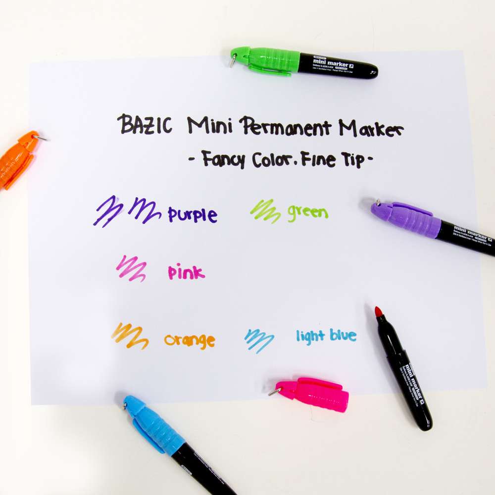 Fancy Colors Mini Fine Point Permanent Markers w/ Cap Clip (5/Pack)