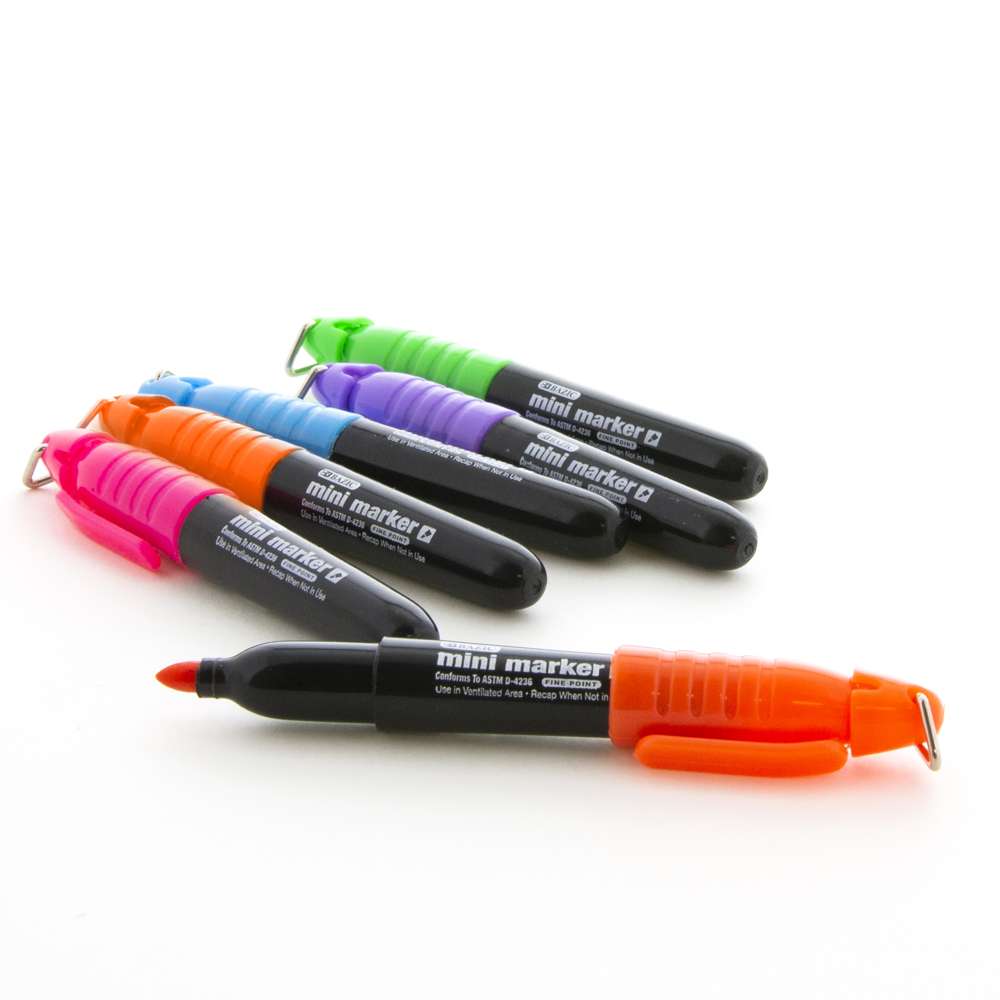 Fancy Colors Mini Fine Point Permanent Markers w/ Cap Clip (5/Pack)