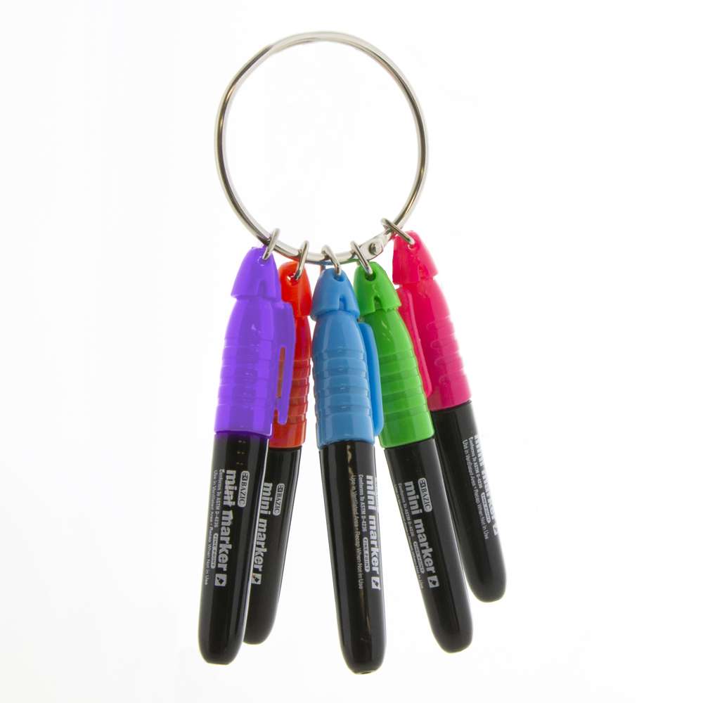 Fancy Colors Mini Fine Point Permanent Markers w/ Cap Clip (5/Pack)