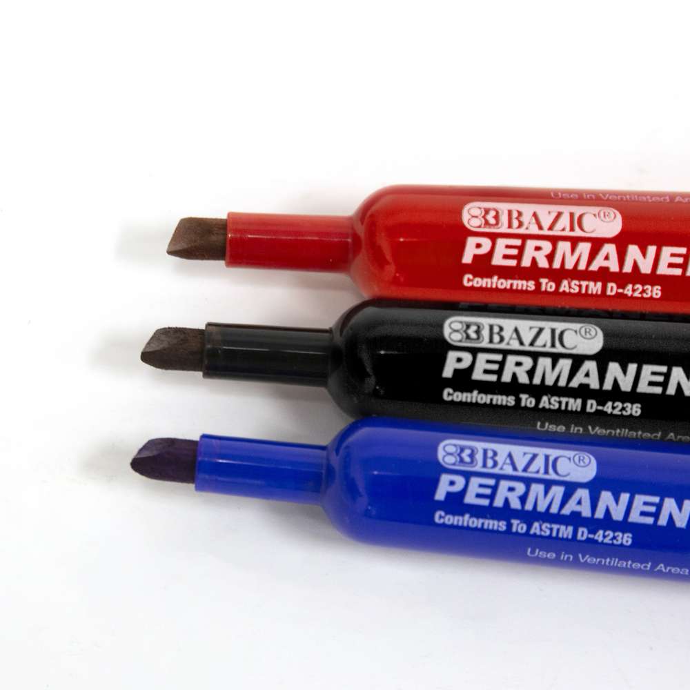 Assorted Colors Chisel Tip Desk Style Permanent Markers (12/Box)