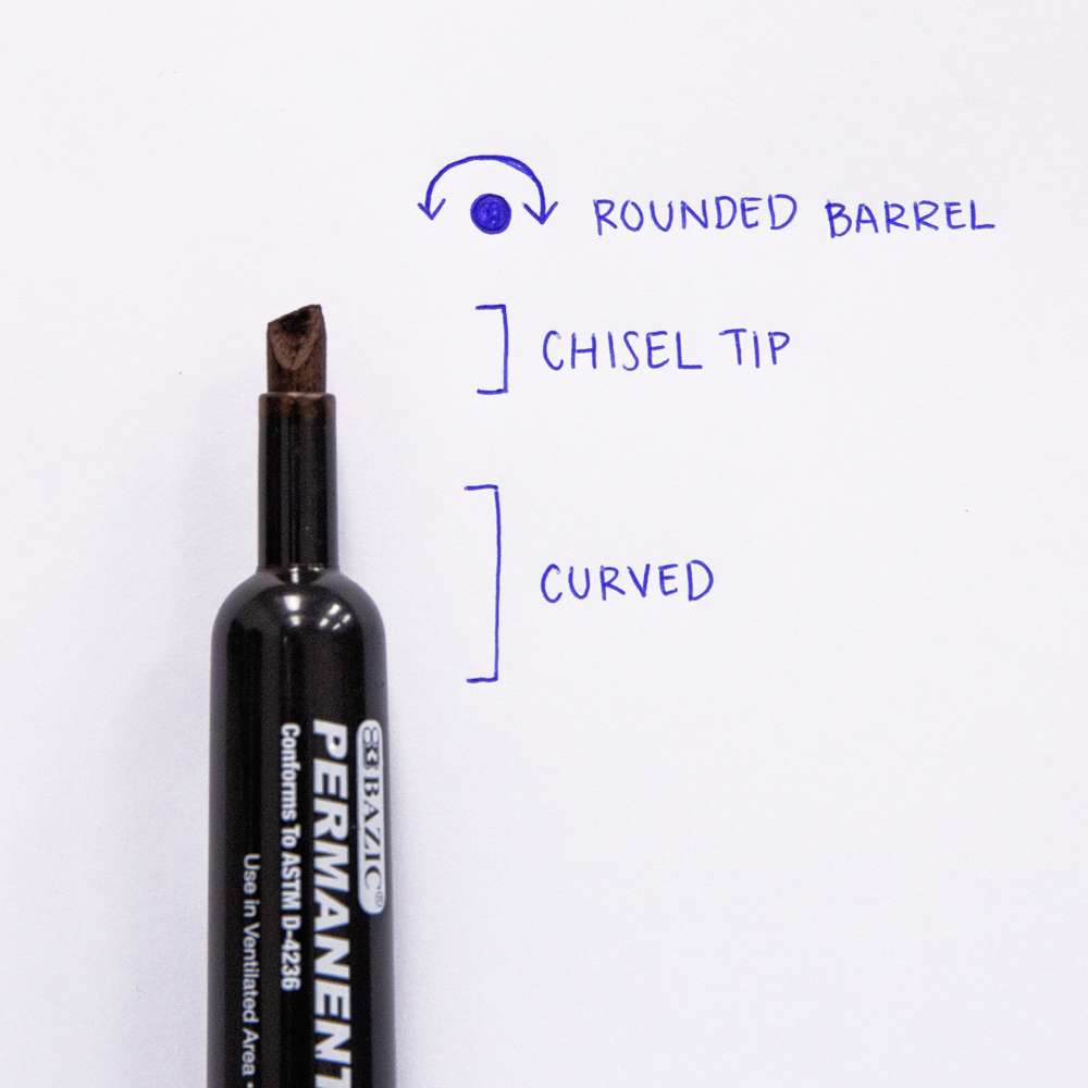 Assorted Colors Chisel Tip Desk Style Permanent Markers (12/Box)