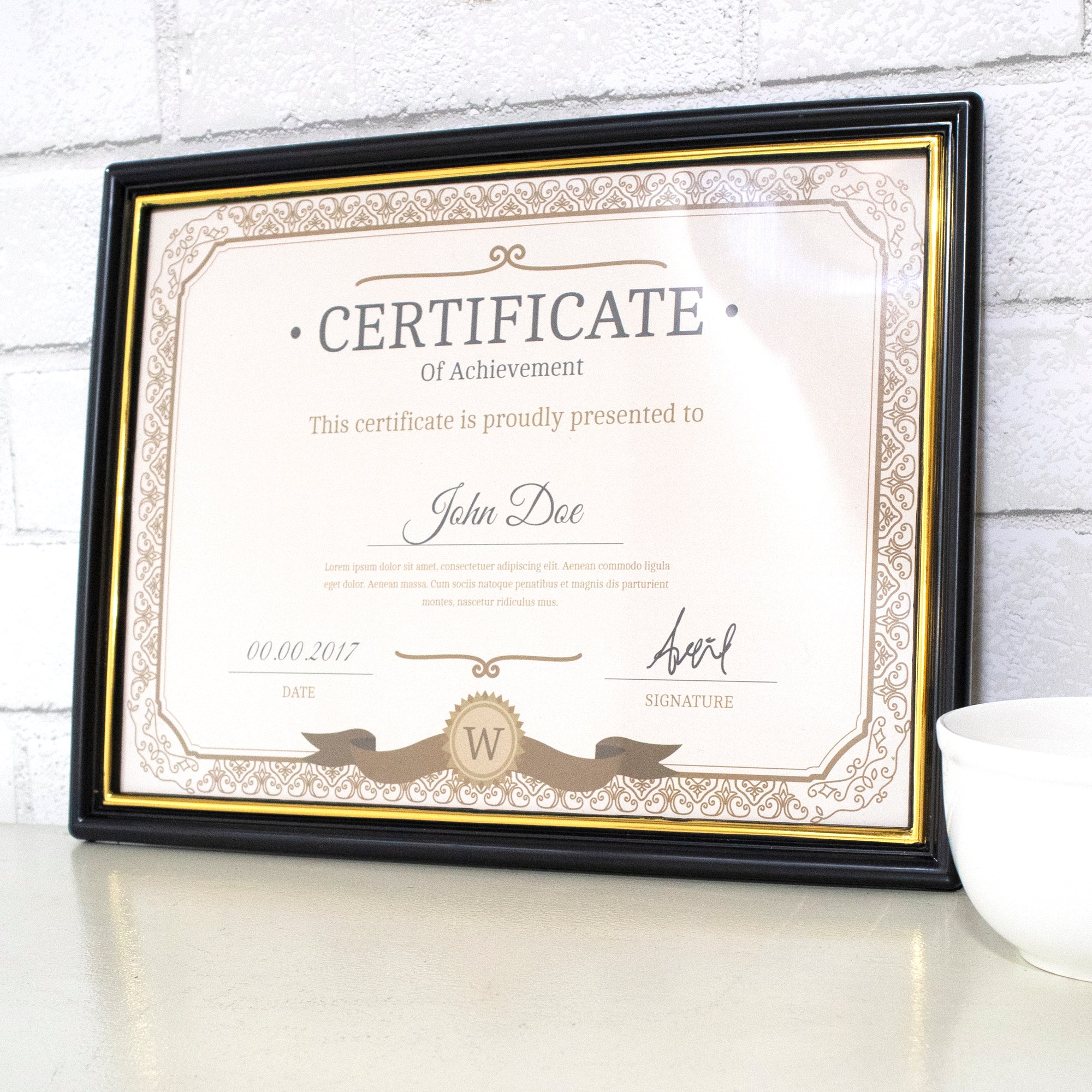 8.5" X 11" Document Frame w/ Gold Border