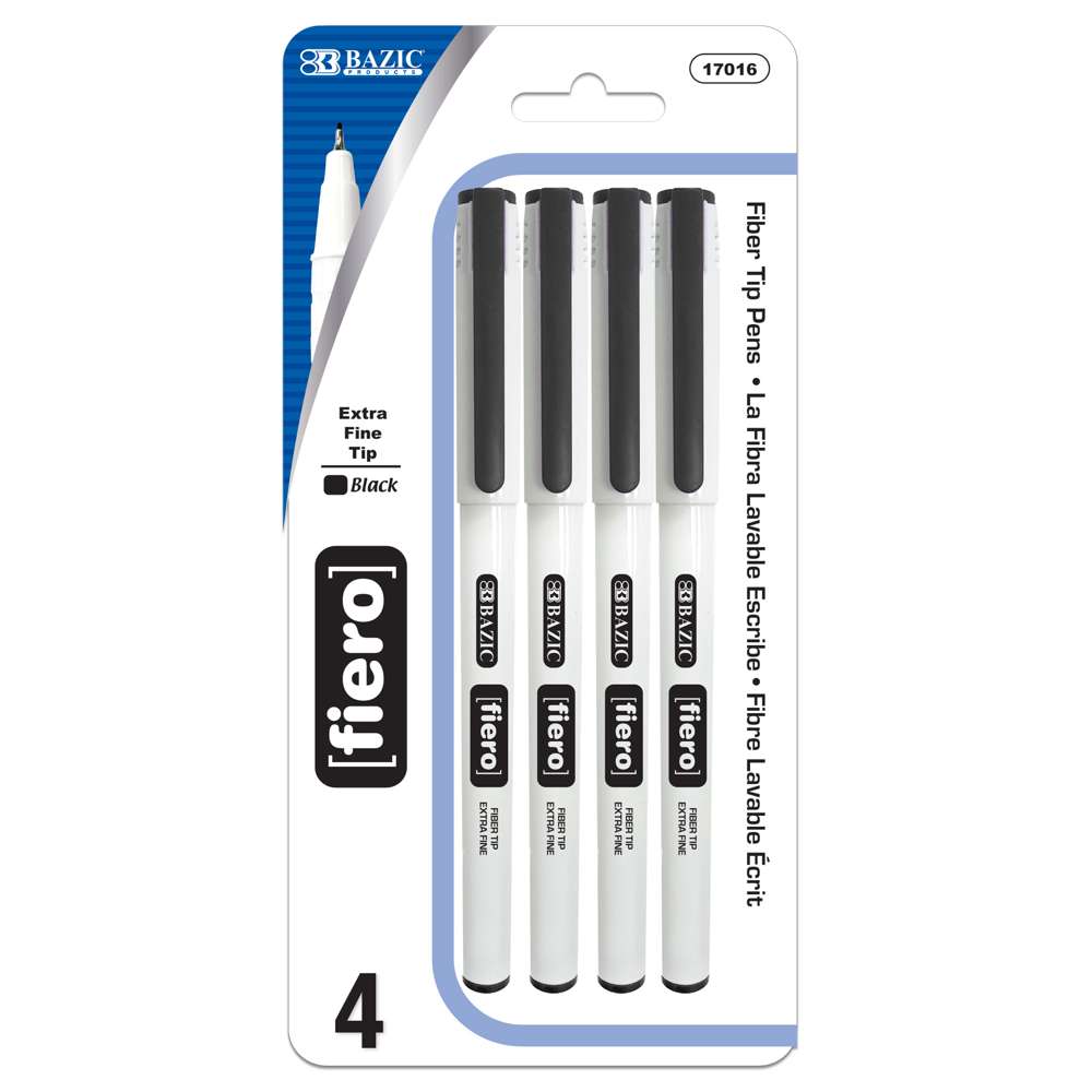 Fiero Black Fiber Tip Fineliner Pen (4/Pack)