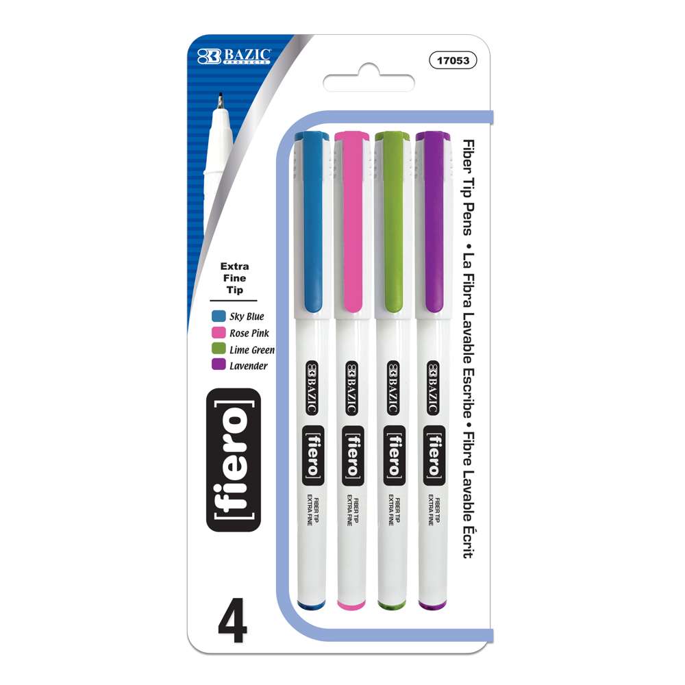Fiero Fancy Color Fiber Tip Fineliner Pen (4/Pack)
