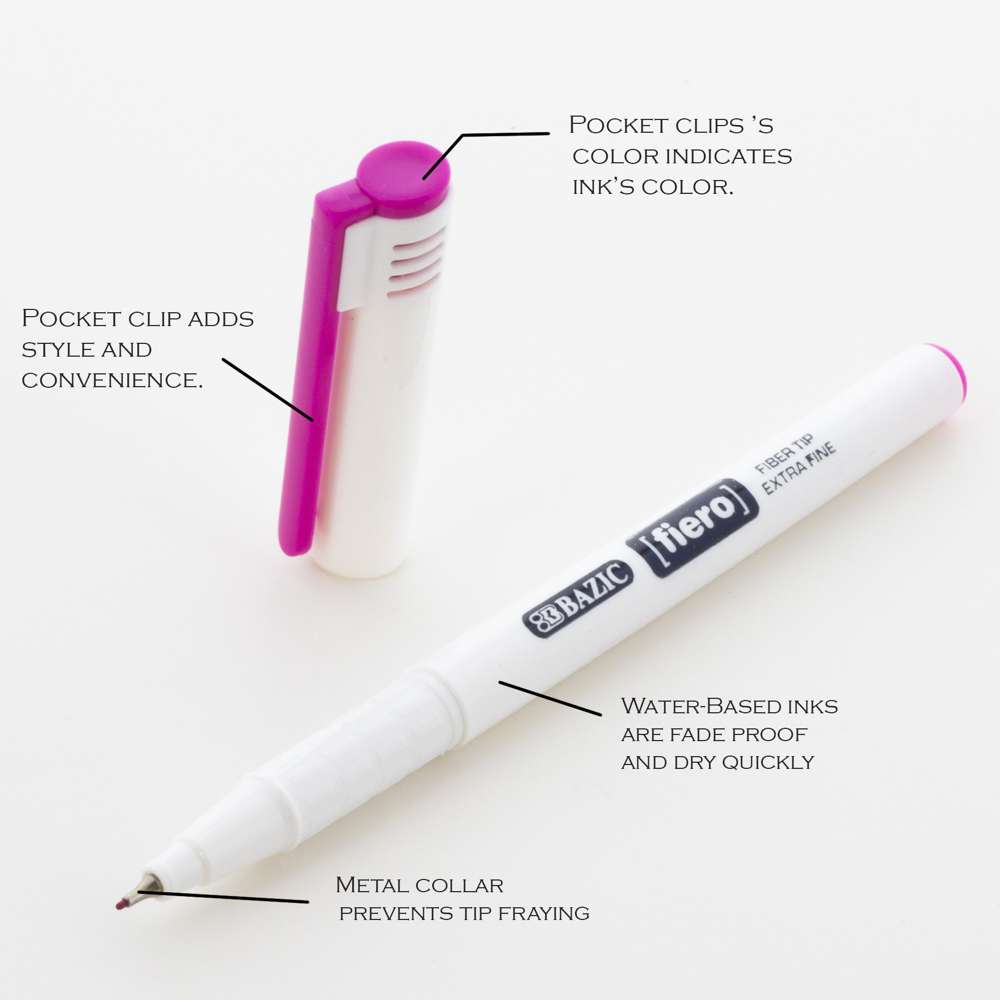 12 Color Fiero Fiber Tip Fineliner Pen