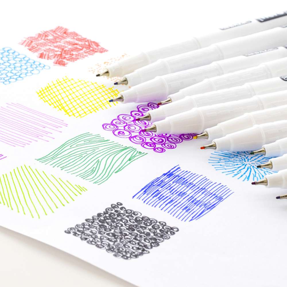 12 Color Fiero Fiber Tip Fineliner Pen