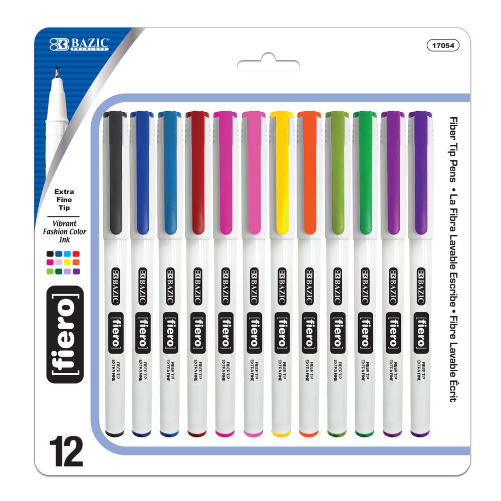 12 Color Fiero Fiber Tip Fineliner Pen