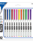 12 Color Fiero Fiber Tip Fineliner Pen