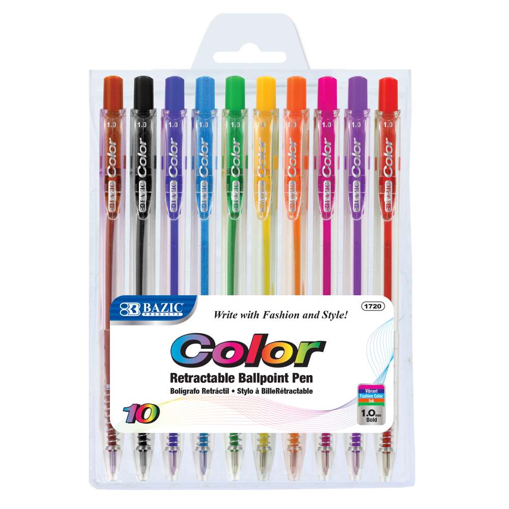10 Color Retractable Pen