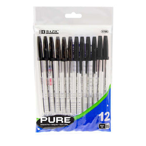 Pure Black Stick Pen (12/Pack)
