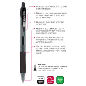 Optima Black Oil-Gel Ink Retractable Pen w/ Grip (3/Pack)