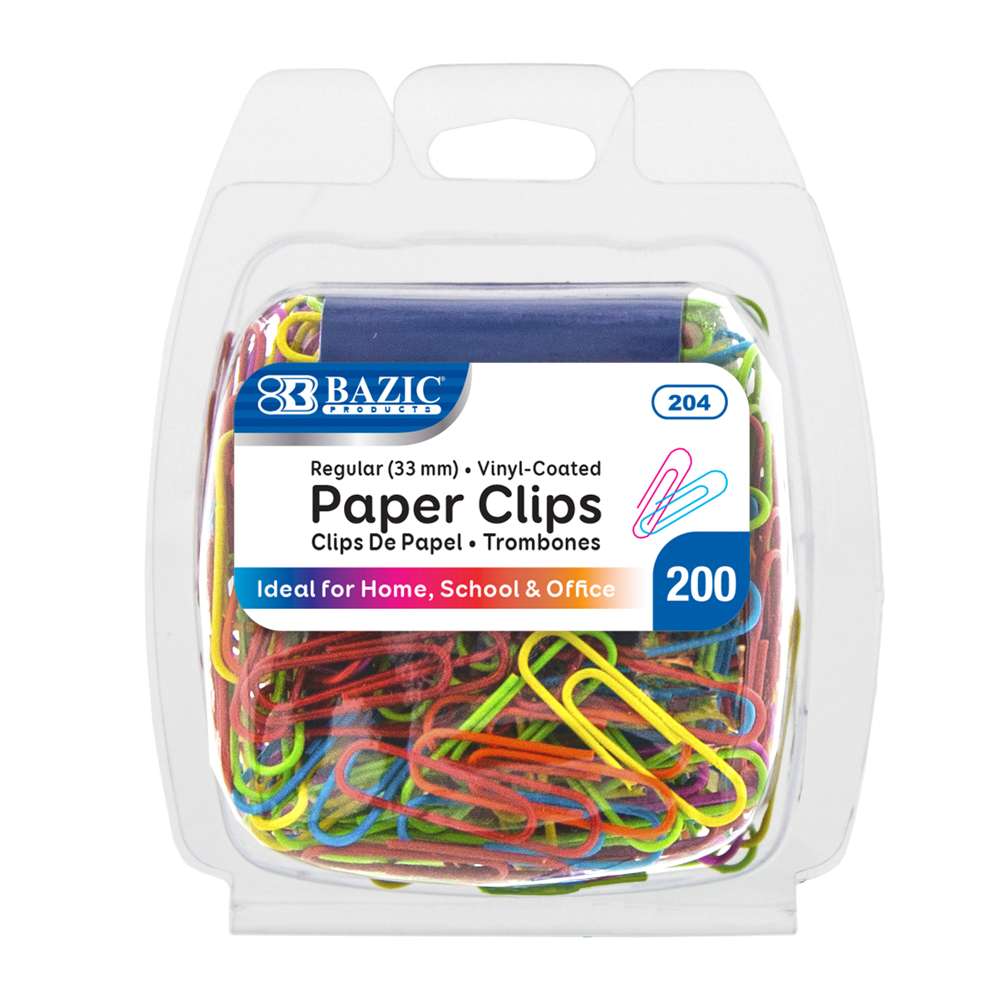 No.1 Regular (33mm) Color Paper Clips (200/Pack)