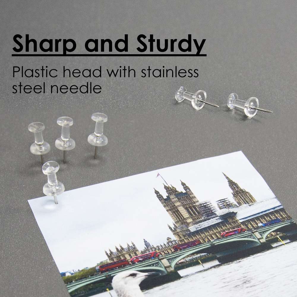 Clear Transparent Push Pins (100/Pack)