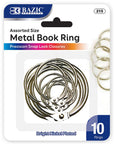 Assorted Size Metal Book Rings (10/Pack)