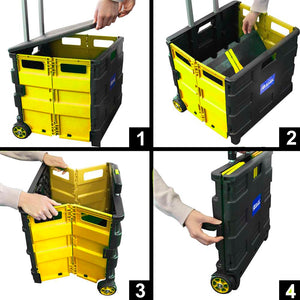 Foldable Utility Cart w/ Lid Cover Yellow 16" X 18" X 15"