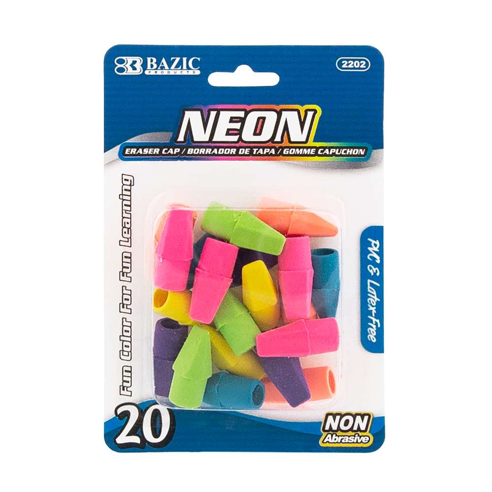 Neon Eraser Cap (20/Pack)
