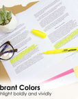 Yellow Pen Style Fluorescent Highlighters w/ Pocket Clip (12/Box)