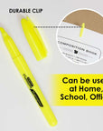 Yellow Pen Style Fluorescent Highlighters w/ Pocket Clip (12/Box)