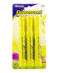 Yellow Desk Style Fluorescent Highlighters (3/Pack)