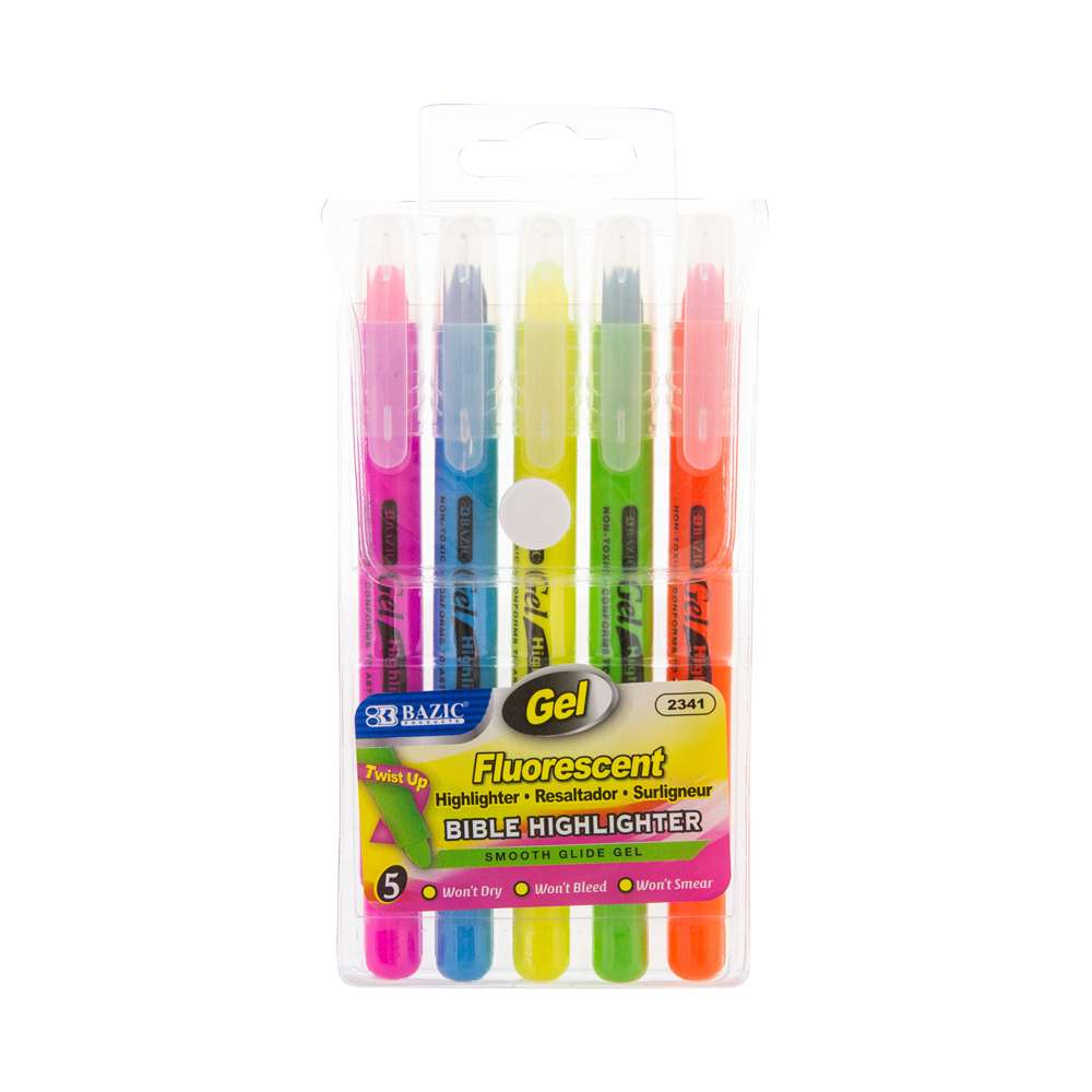5 Fluorescent Gel Highlighters