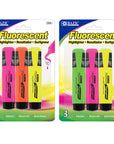 Fluorescent Highlighters w/ Pocket Clip (3/Pack)