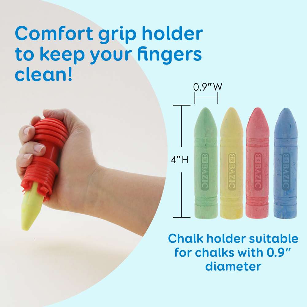 4 Jumbo Sidewalk Chalks & 1 Chalk Holder