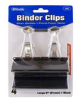 Large 2" (51mm) Black Binder Clip (4/Pack)